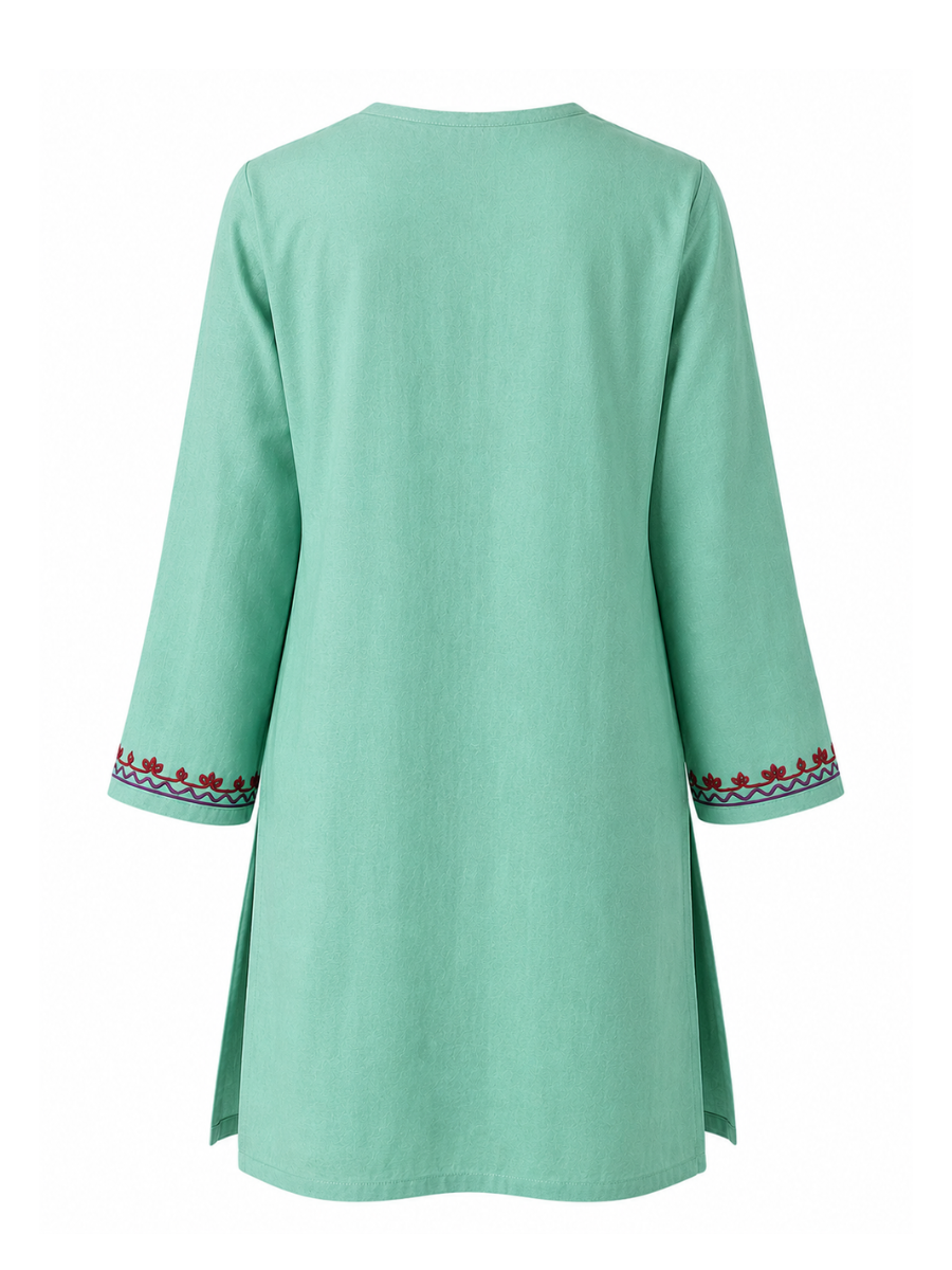 Noor : Aari embroidery summer kurti | Ocean Teal